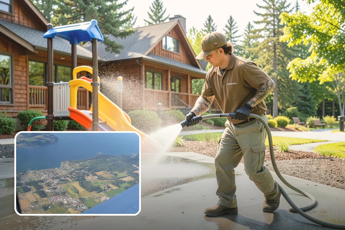Concrete Cleaning in Coupeville, Island County, WA - Eliminates the slick moss layer that makes walkways hazardous in wet months