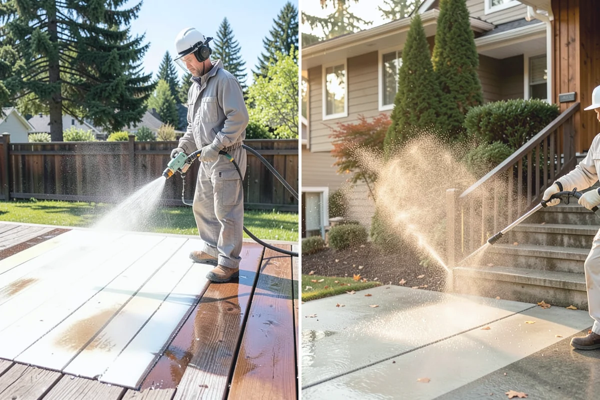 Concrete Cleaning in Coupeville, Island County, WA - Sweep and clear the slab of needles, debris, and loose organics