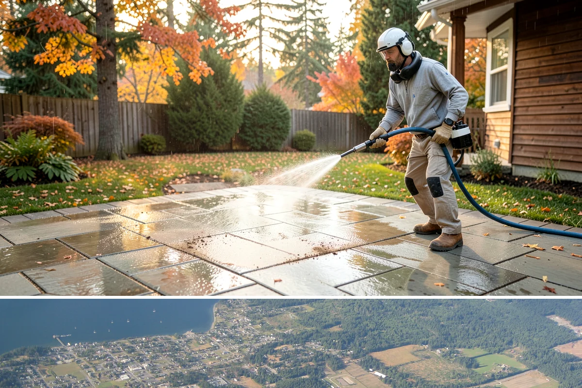 Concrete Cleaning in Coupeville, Island County, WA - Late spring through early fall gives the surface enough dry time to fully cure between rain events, making it the ideal window in...
