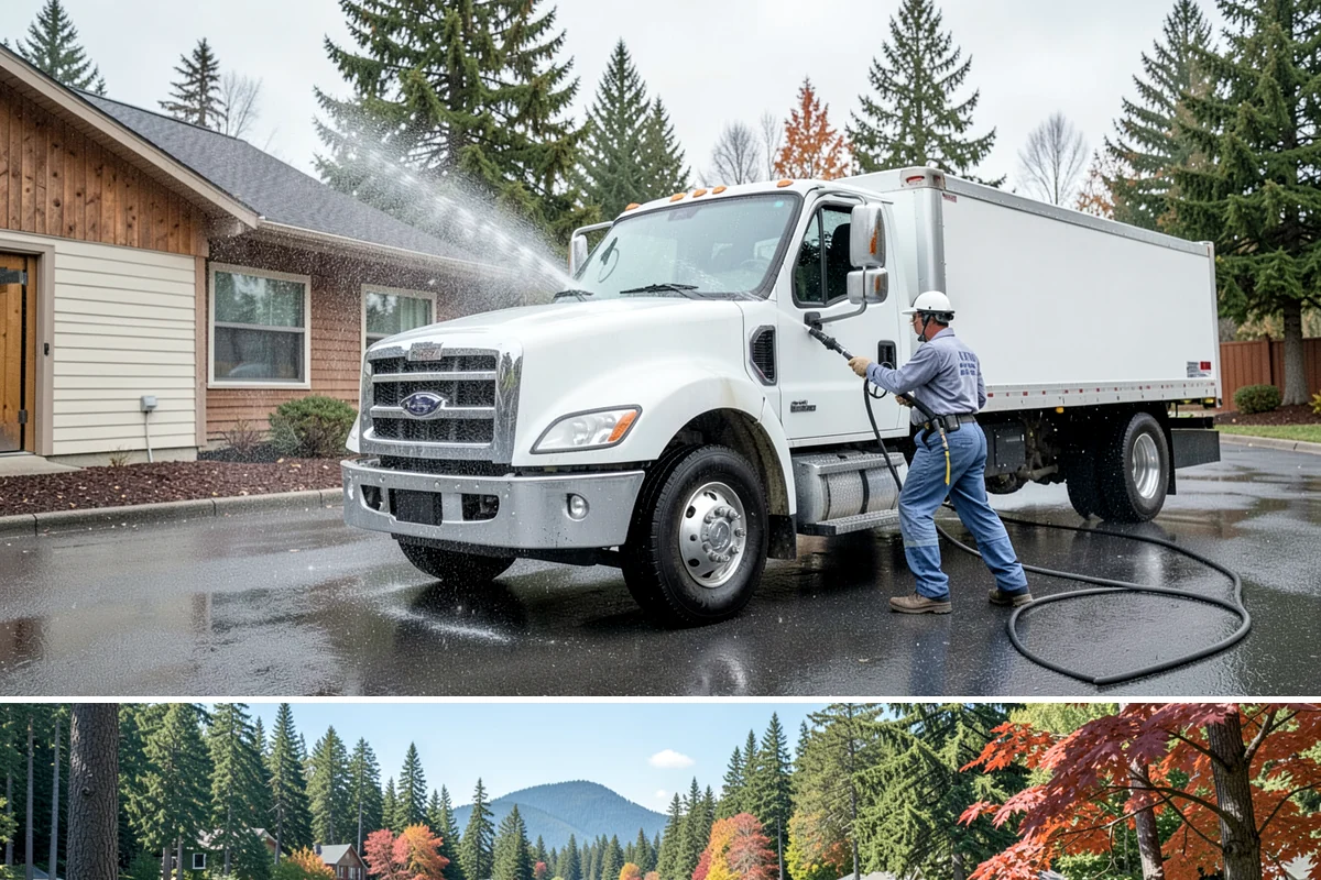 Concrete Cleaning in Covington, King County, WA - Late spring through early fall gives the surface enough dry time to fully cure between rain events, making it the ideal window in...