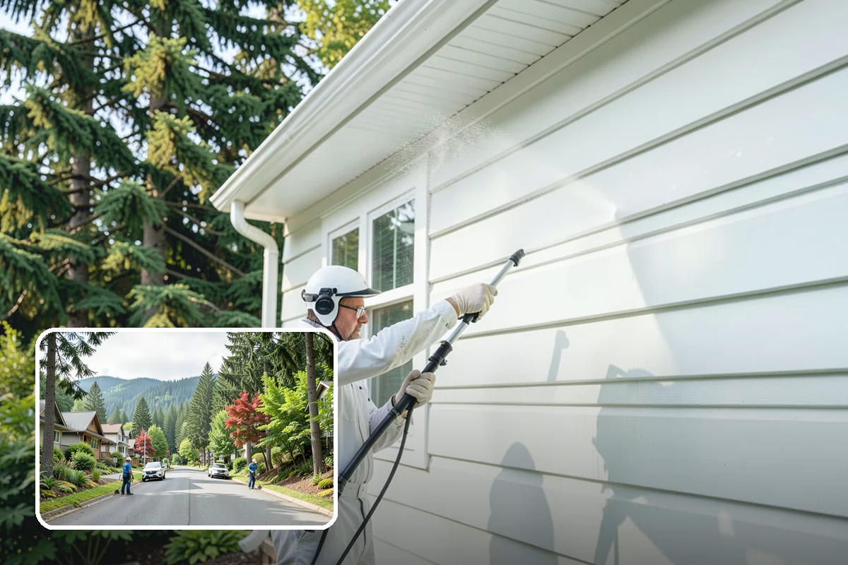 Concrete Cleaning in Darrington, Snohomish County, WA - Eliminates the slick moss layer that makes walkways hazardous in wet months