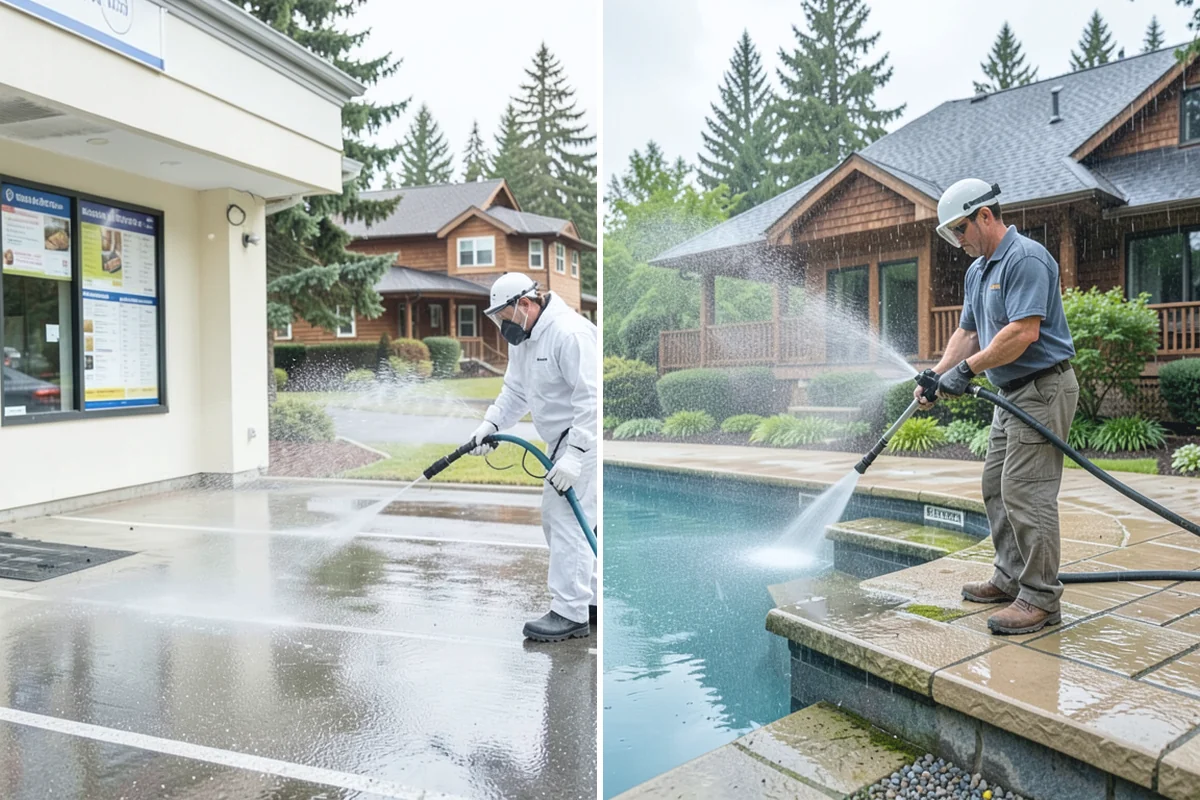 Concrete Cleaning in Darrington, Snohomish County, WA - Sweep and clear the slab of needles, debris, and loose organics