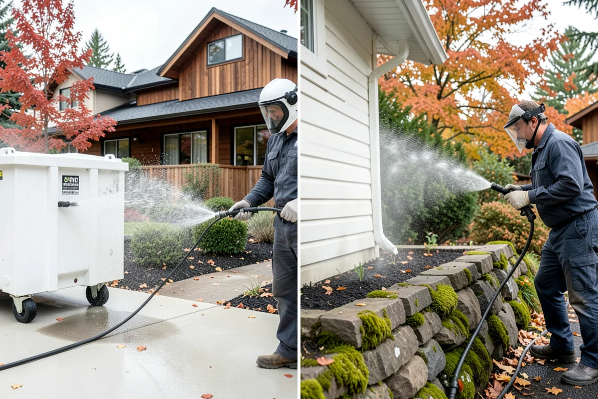 Concrete Cleaning in Enumclaw, King County, WA - Sweep and clear the slab of needles, debris, and loose organics