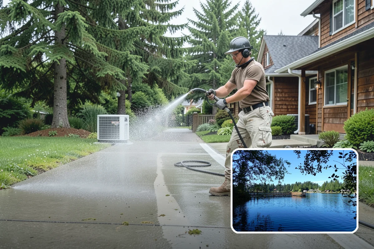 Concrete Cleaning in Federal Way, King County, WA - Eliminates the slick moss layer that makes walkways hazardous in wet months