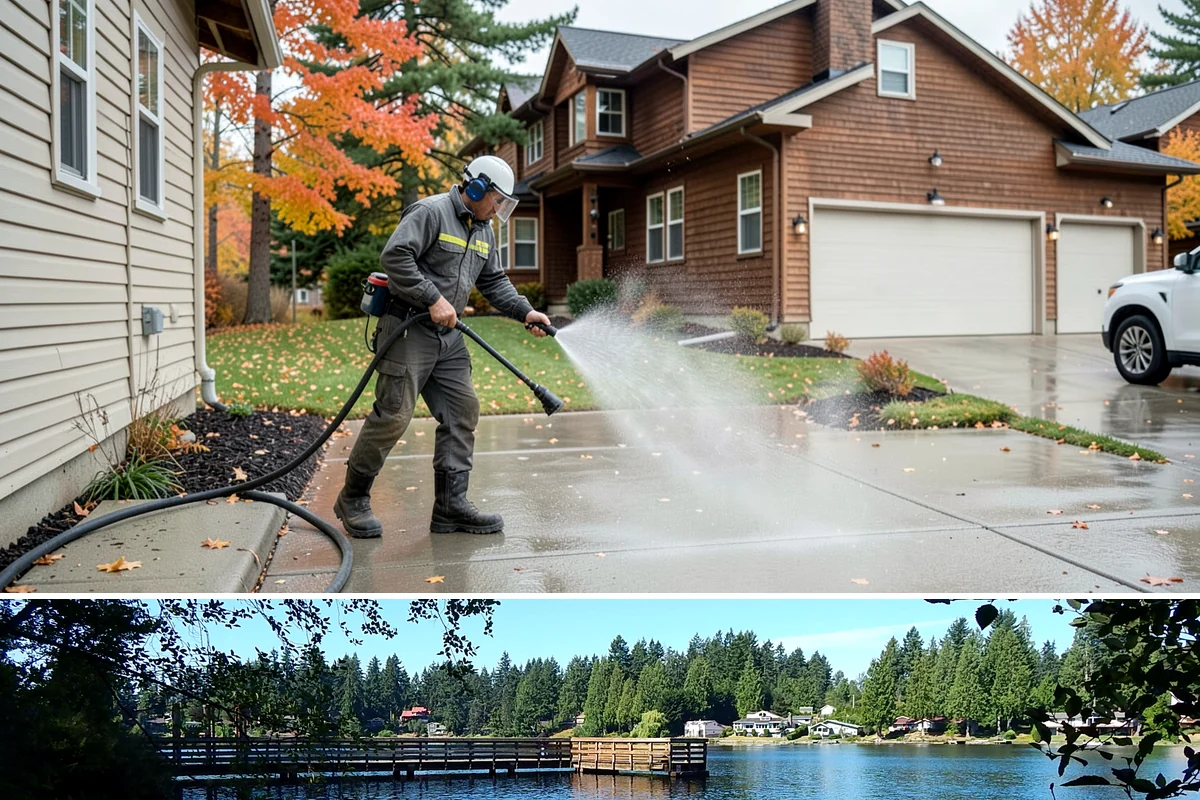Concrete Cleaning in Federal Way, King County, WA - Late spring through early fall gives the surface enough dry time to fully cure between rain events, making it the ideal window in...