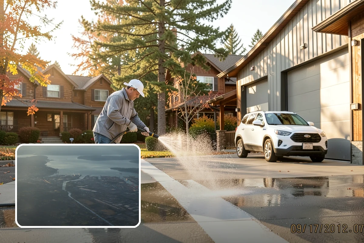 Concrete Cleaning in Fife, Pierce County, WA - Eliminates the slick moss layer that makes walkways hazardous in wet months