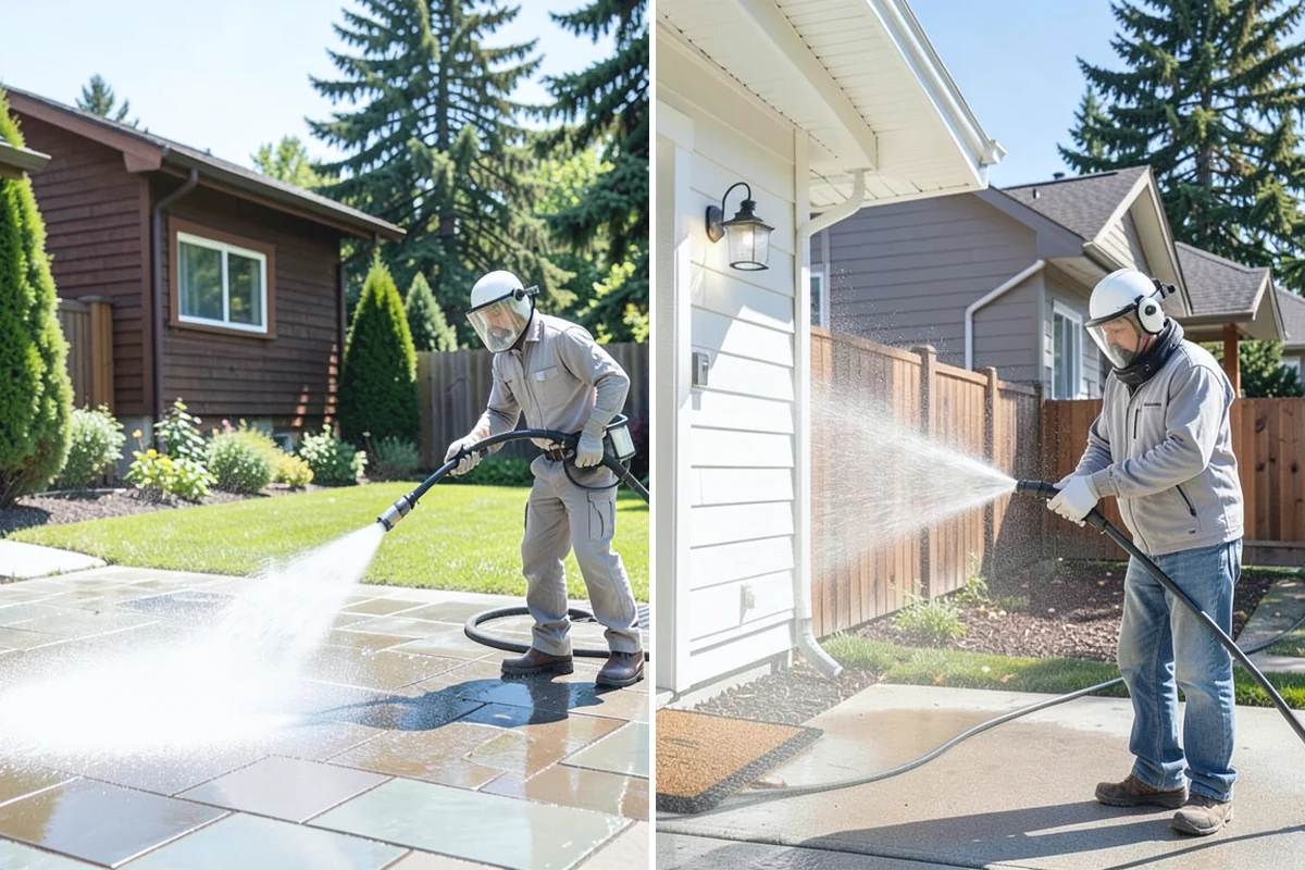 Concrete Cleaning in Gold Bar, Snohomish County, WA - Sweep and clear the slab of needles, debris, and loose organics