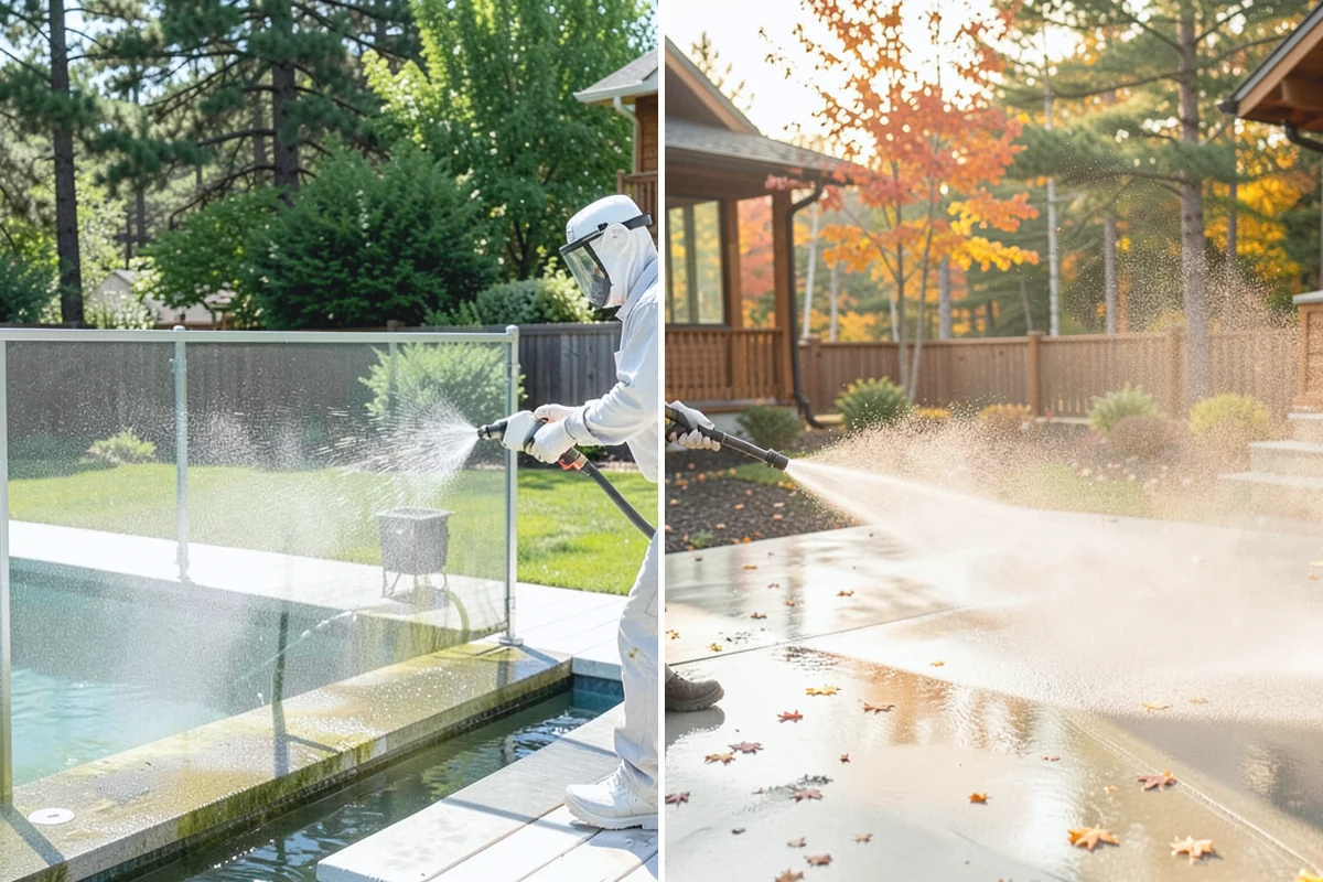 Concrete Cleaning in Granite Falls, Snohomish County, WA - Sweep and clear the slab of needles, debris, and loose organics