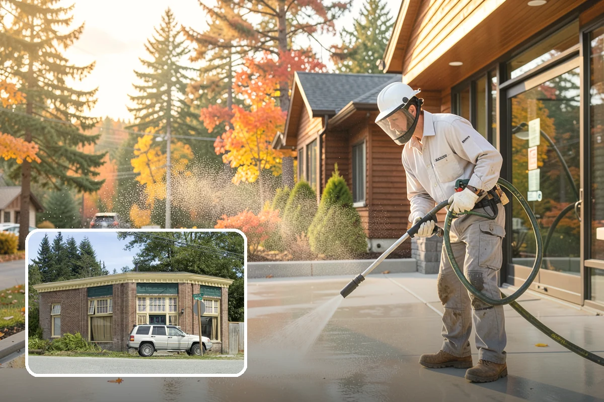 Concrete Cleaning in Hamilton, Skagit County, WA - Eliminates the slick moss layer that makes walkways hazardous in wet months