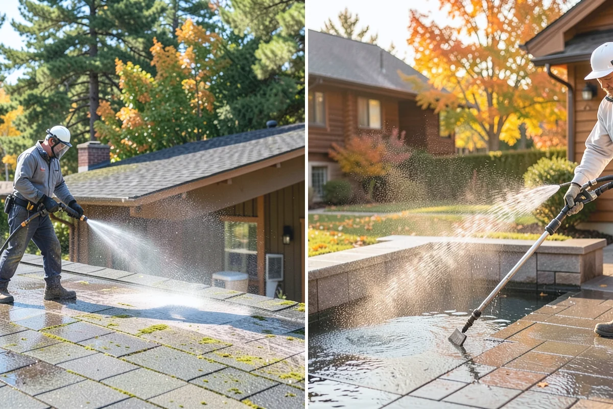 Concrete Cleaning in Hamilton, Skagit County, WA - Sweep and clear the slab of needles, debris, and loose organics