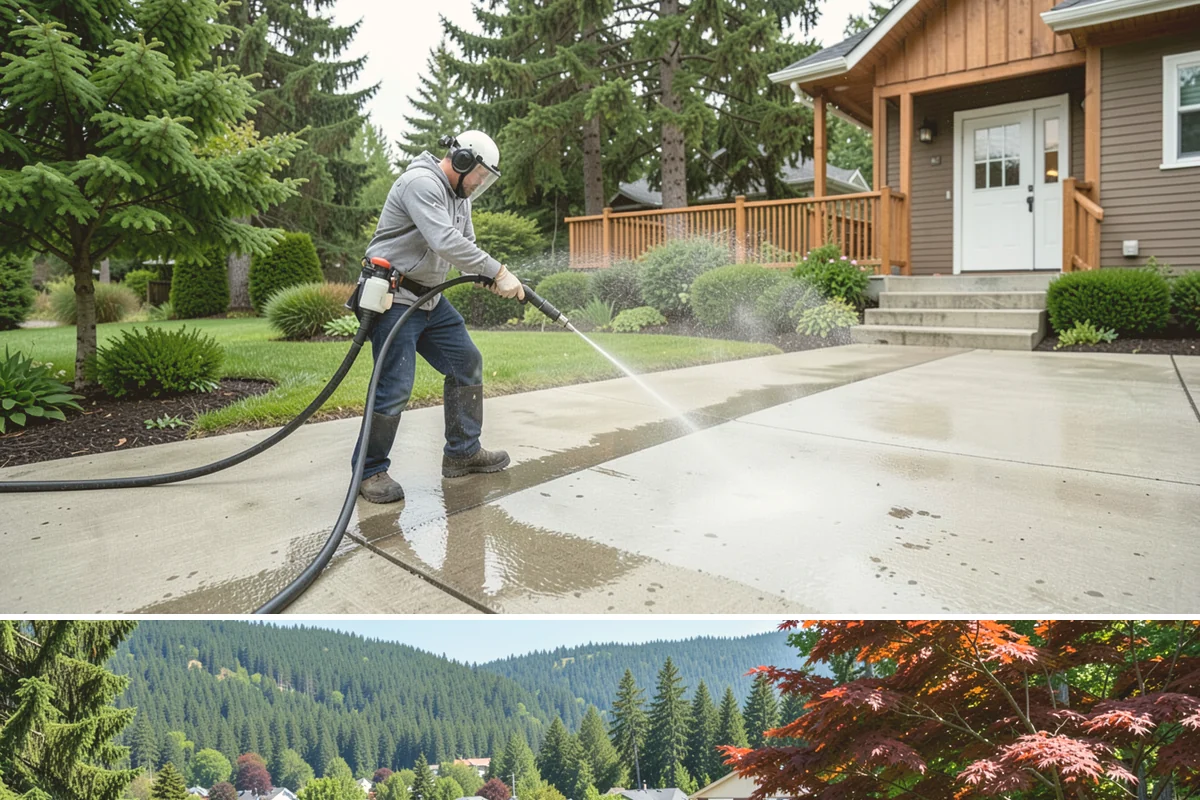 Concrete Cleaning in Index, Snohomish County, WA - Late spring through early fall gives the surface enough dry time to fully cure between rain events, making it the ideal window in...
