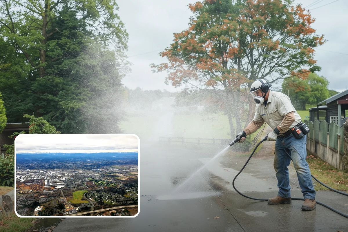 Concrete Cleaning in Kent, King County, WA - Eliminates the slick moss layer that makes walkways hazardous in wet months