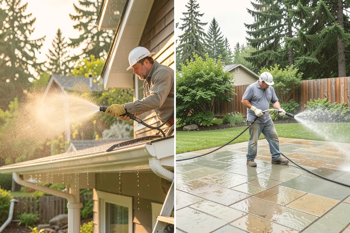 Concrete Cleaning in Kent, King County, WA - Sweep and clear the slab of needles, debris, and loose organics