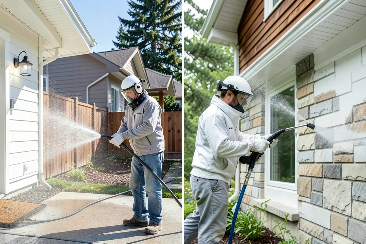 Concrete Cleaning in Lake Forest Park, King County, WA - Sweep and clear the slab of needles, debris, and loose organics