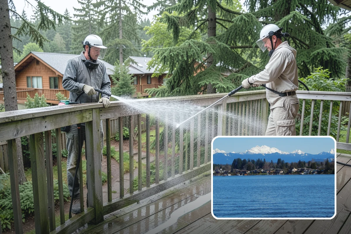 Concrete Cleaning in Lake Stevens, Snohomish County, WA - Eliminates the slick moss layer that makes walkways hazardous in wet months