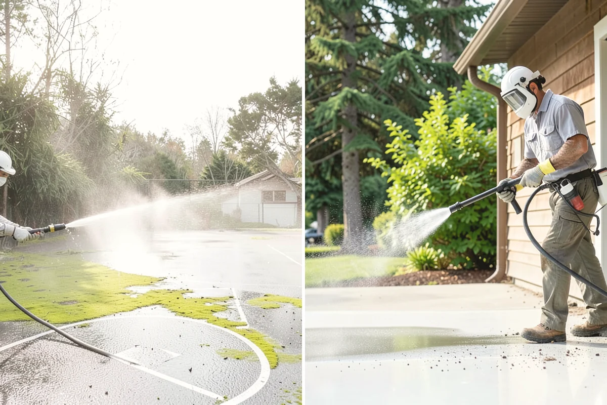 Concrete Cleaning in Lake Stevens, Snohomish County, WA - Sweep and clear the slab of needles, debris, and loose organics