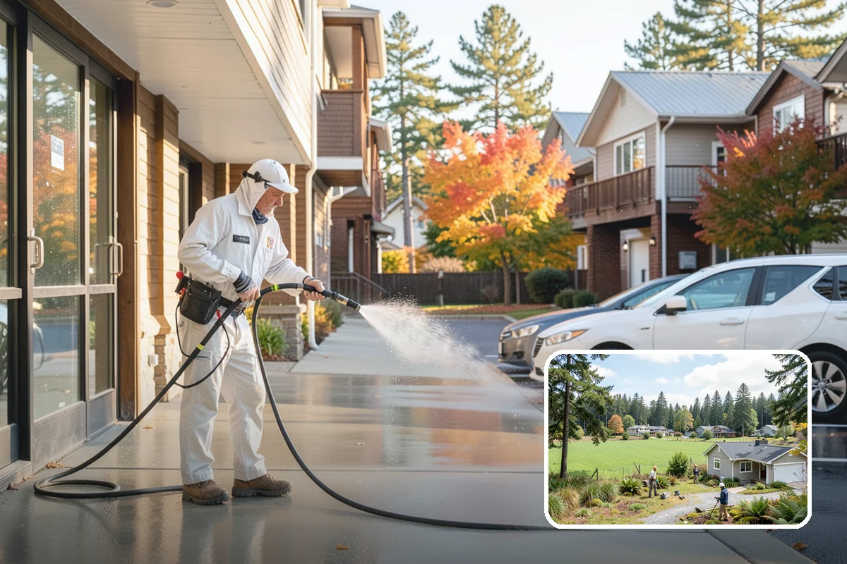 Concrete Cleaning in Lyman, Skagit County, WA - Eliminates the slick moss layer that makes walkways hazardous in wet months