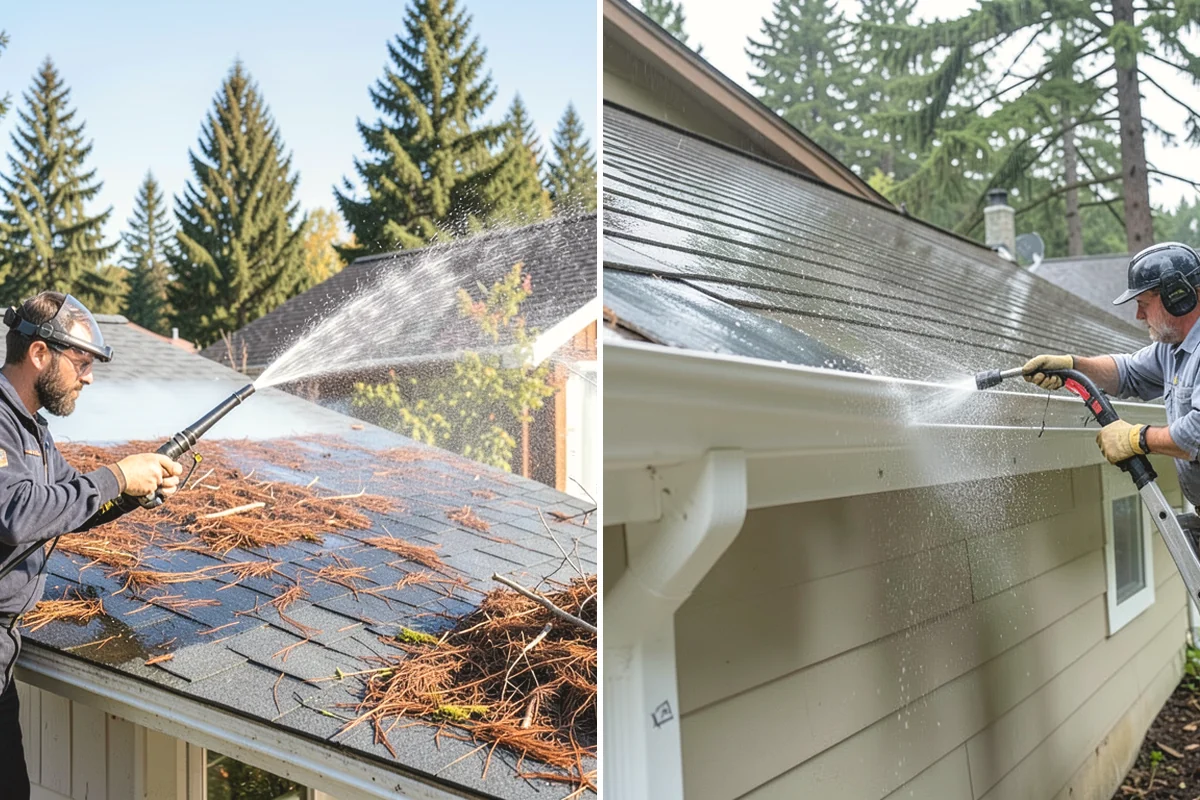 Concrete Cleaning in Mercer Island, King County, WA - Sweep and clear the slab of needles, debris, and loose organics