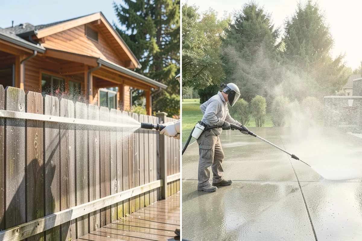 Concrete Cleaning in Milton, King County, WA - Sweep and clear the slab of needles, debris, and loose organics