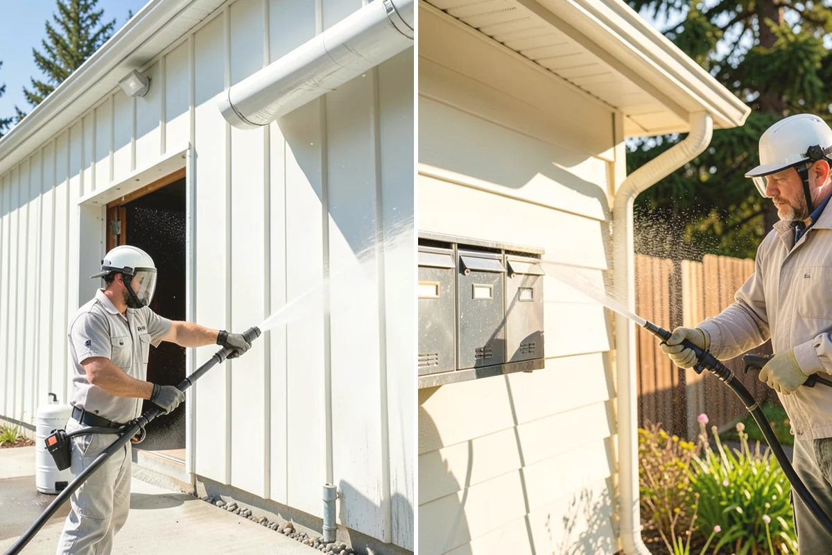 Concrete Cleaning in Mountlake Terrace, Snohomish County, WA - Sweep and clear the slab of needles, debris, and loose organics