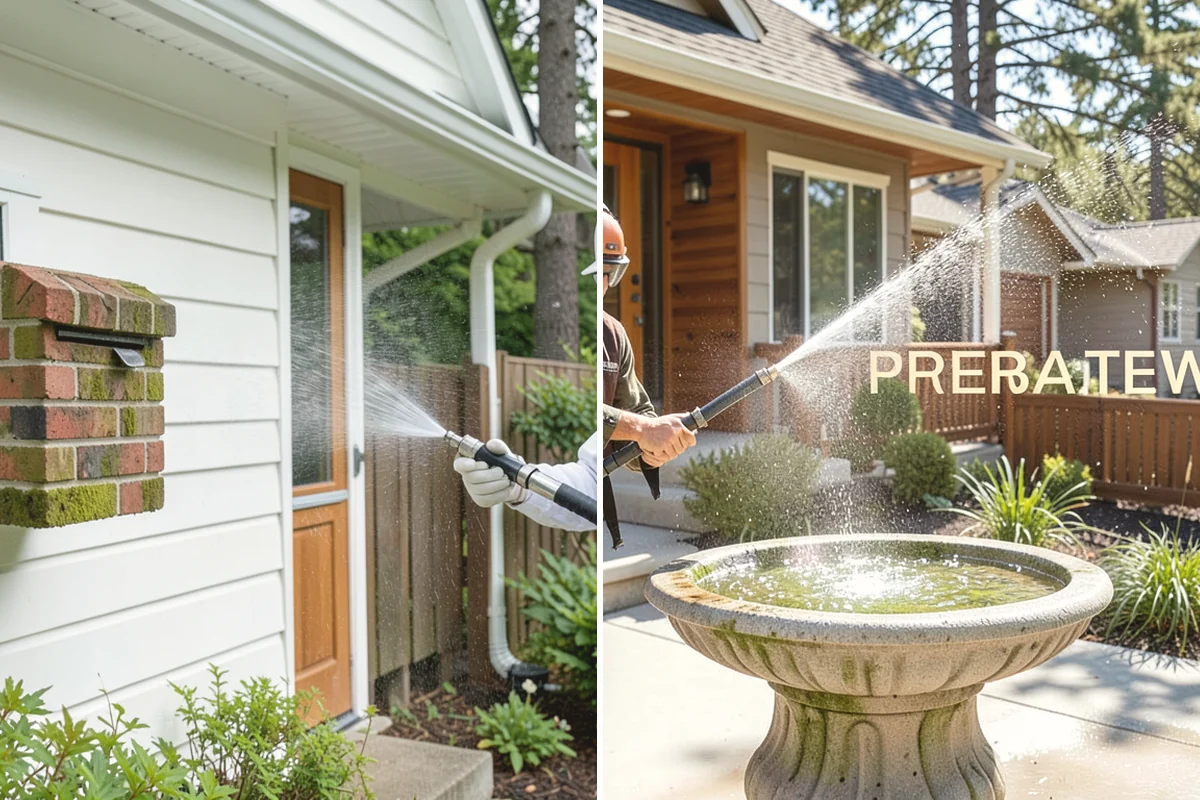 Concrete Cleaning in Mukilteo, Snohomish County, WA - Sweep and clear the slab of needles, debris, and loose organics