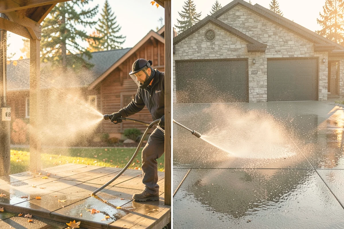 Concrete Cleaning in Newcastle, King County, WA - Sweep and clear the slab of needles, debris, and loose organics