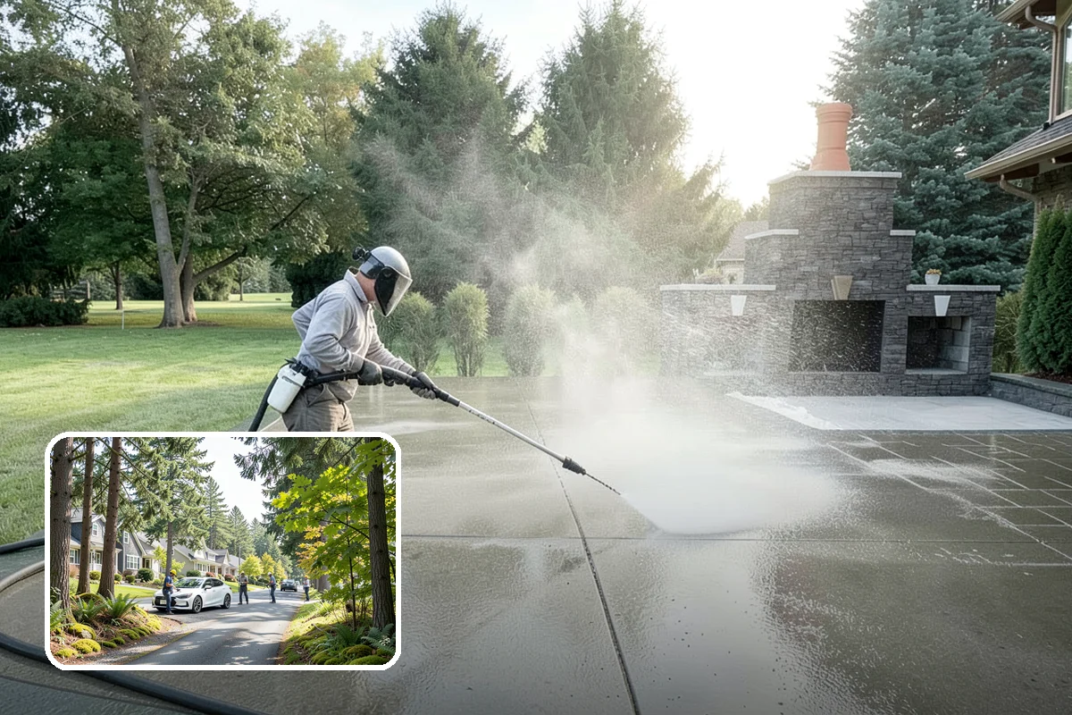 Concrete Cleaning in Normandy Park, King County, WA - Eliminates the slick moss layer that makes walkways hazardous in wet months
