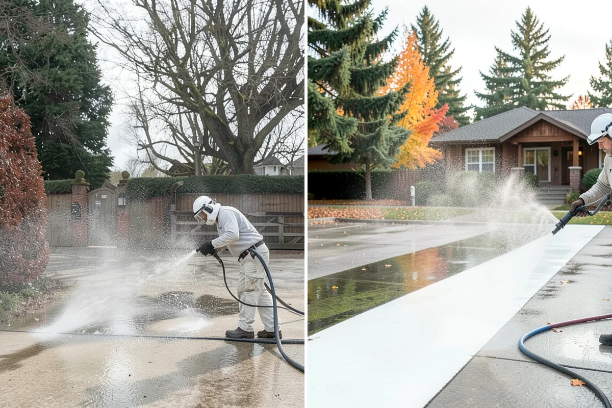 Concrete Cleaning in Normandy Park, King County, WA - Sweep and clear the slab of needles, debris, and loose organics