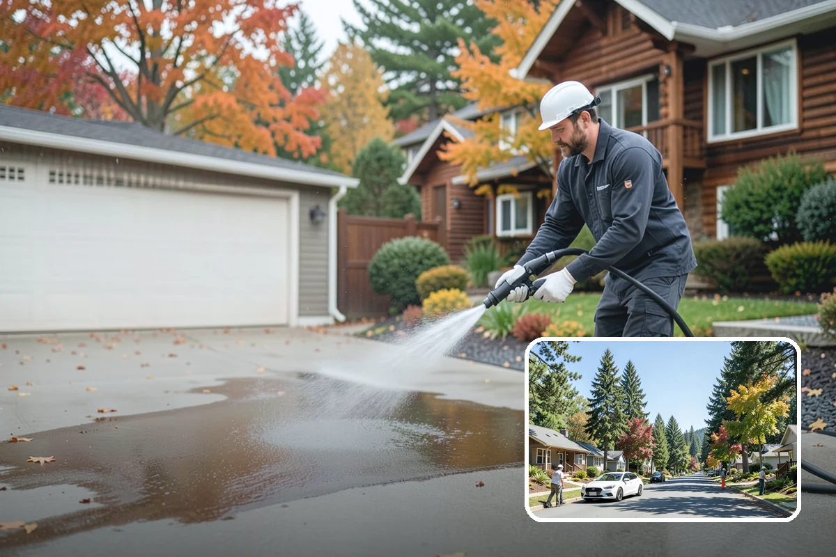Concrete Cleaning in Orting, Pierce County, WA - Eliminates the slick moss layer that makes walkways hazardous in wet months