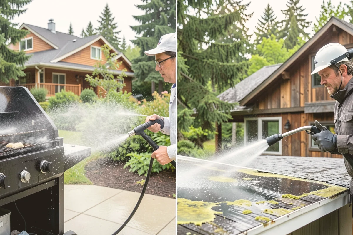 Concrete Cleaning in Orting, Pierce County, WA - Sweep and clear the slab of needles, debris, and loose organics
