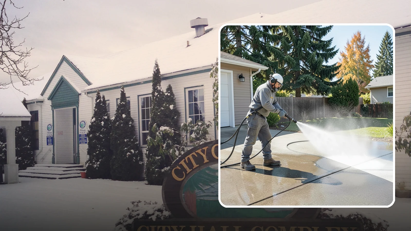Concrete Cleaning in Pacific, King County, WA - Restore dull, moss-shaded concrete around your Washington home to an even, clean finish with surface-cleaner pressure washing.