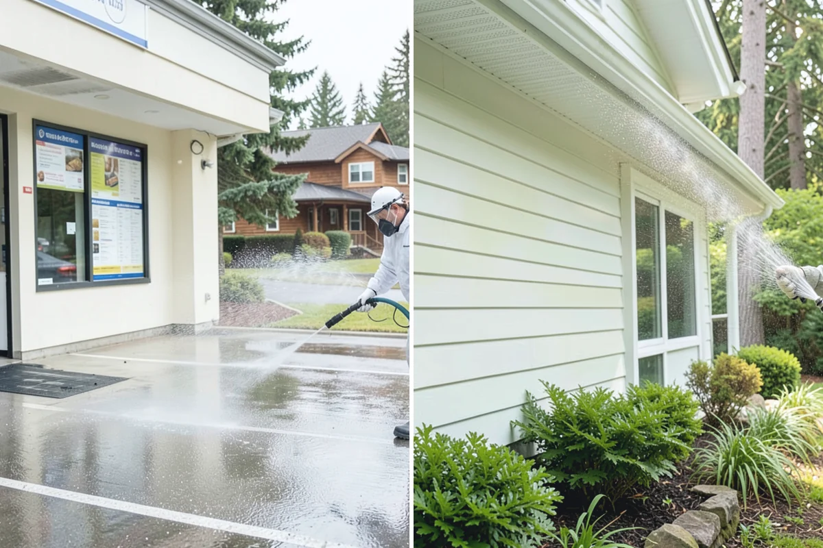 Concrete Cleaning in Redmond, King County, WA - Sweep and clear the slab of needles, debris, and loose organics