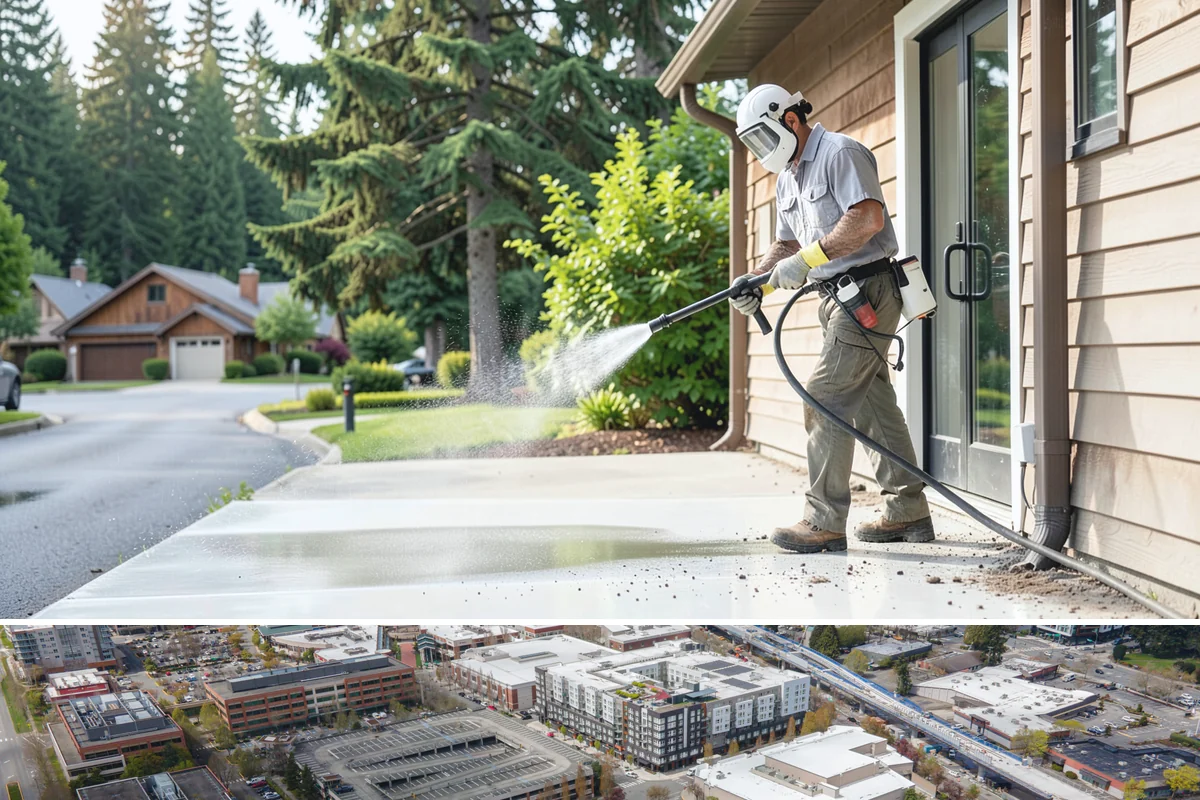Concrete Cleaning in Redmond, King County, WA - Late spring through early fall gives the surface enough dry time to fully cure between rain events, making it the ideal window in...