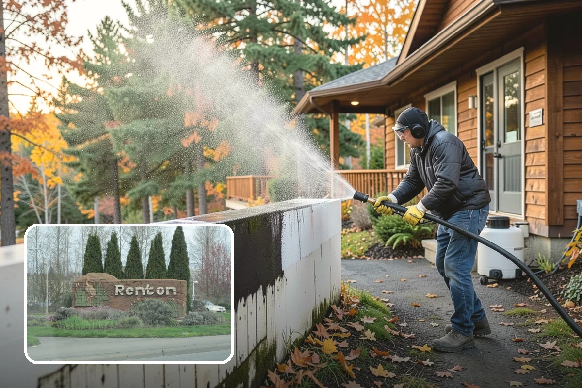 Concrete Cleaning in Renton, King County, WA - Eliminates the slick moss layer that makes walkways hazardous in wet months
