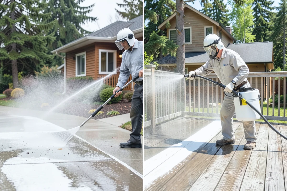 Concrete Cleaning in Renton, King County, WA - Sweep and clear the slab of needles, debris, and loose organics