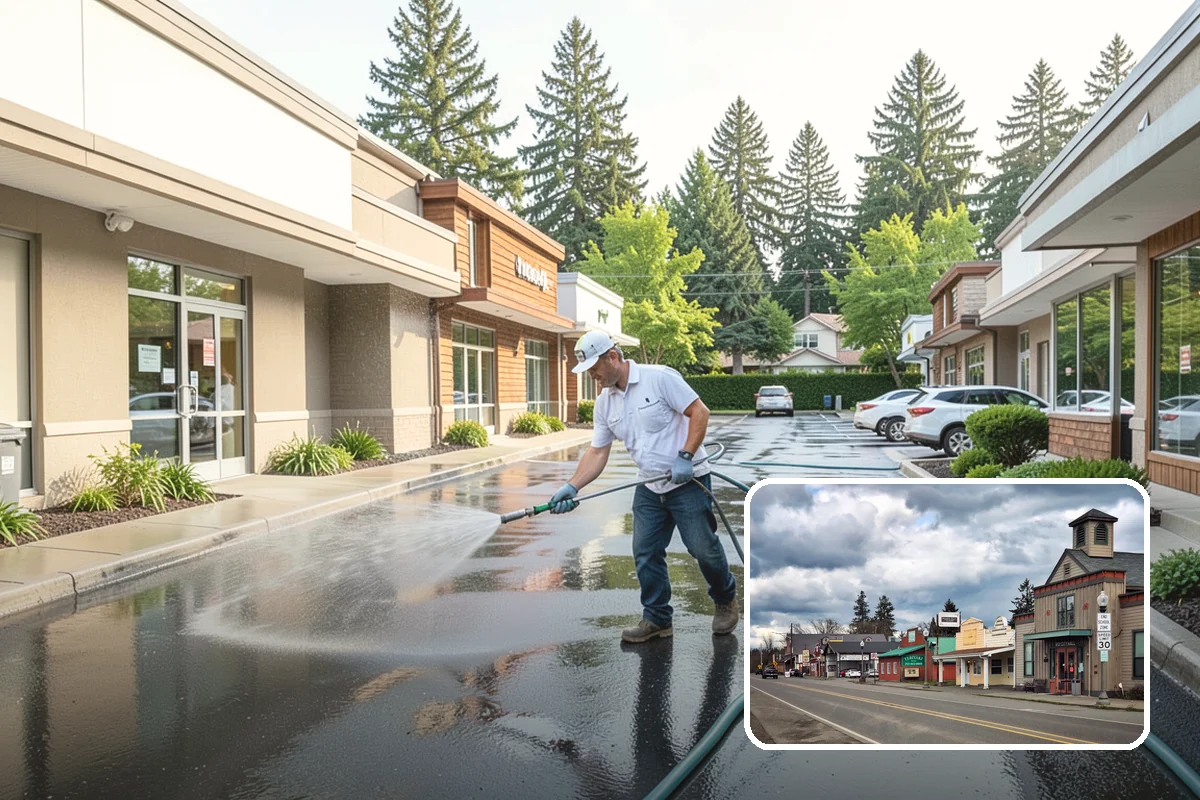Concrete Cleaning in Roy, Pierce County, WA - Eliminates the slick moss layer that makes walkways hazardous in wet months