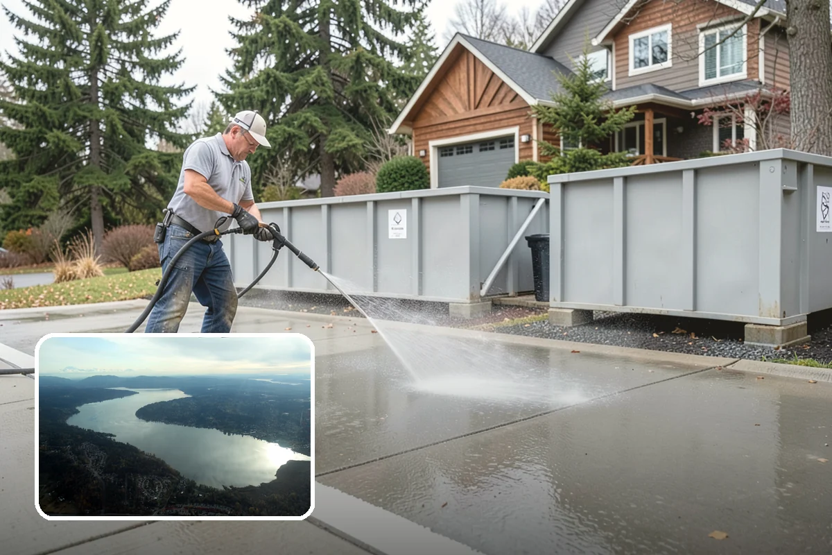 Concrete Cleaning in Sammamish, King County, WA - Eliminates the slick moss layer that makes walkways hazardous in wet months