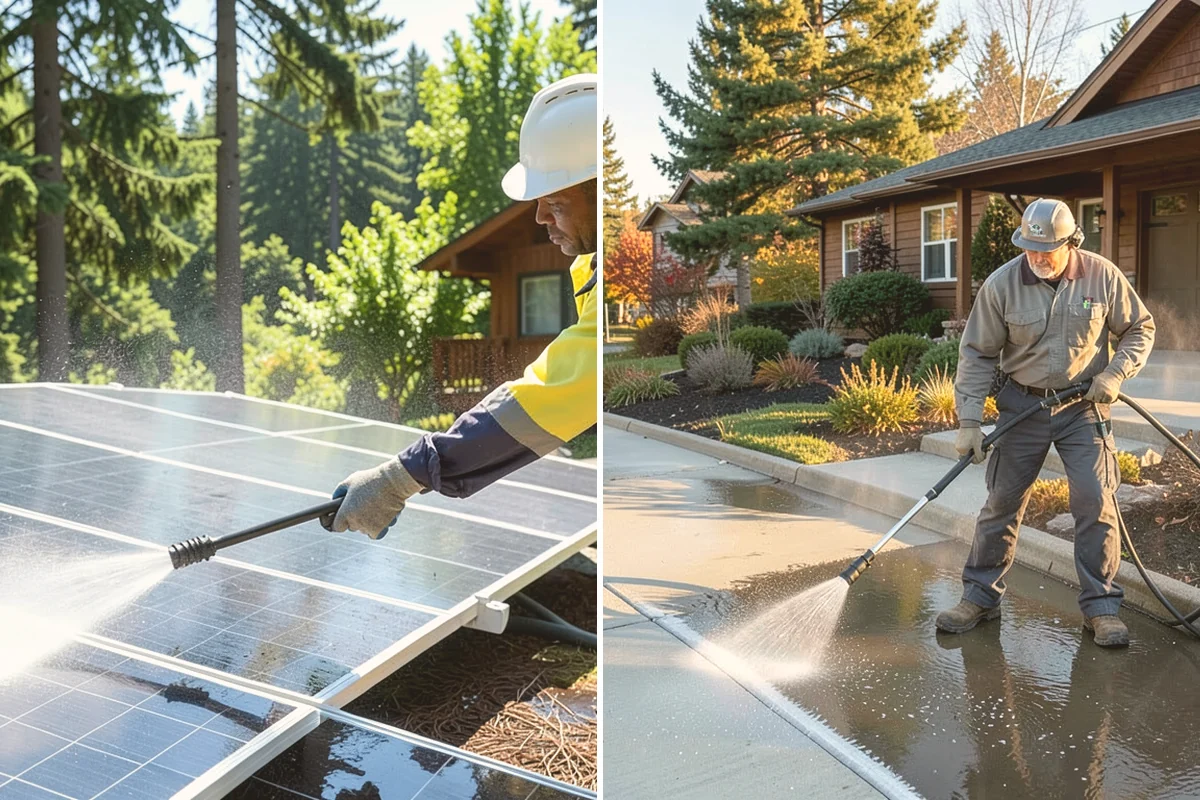 Concrete Cleaning in Sammamish, King County, WA - Sweep and clear the slab of needles, debris, and loose organics