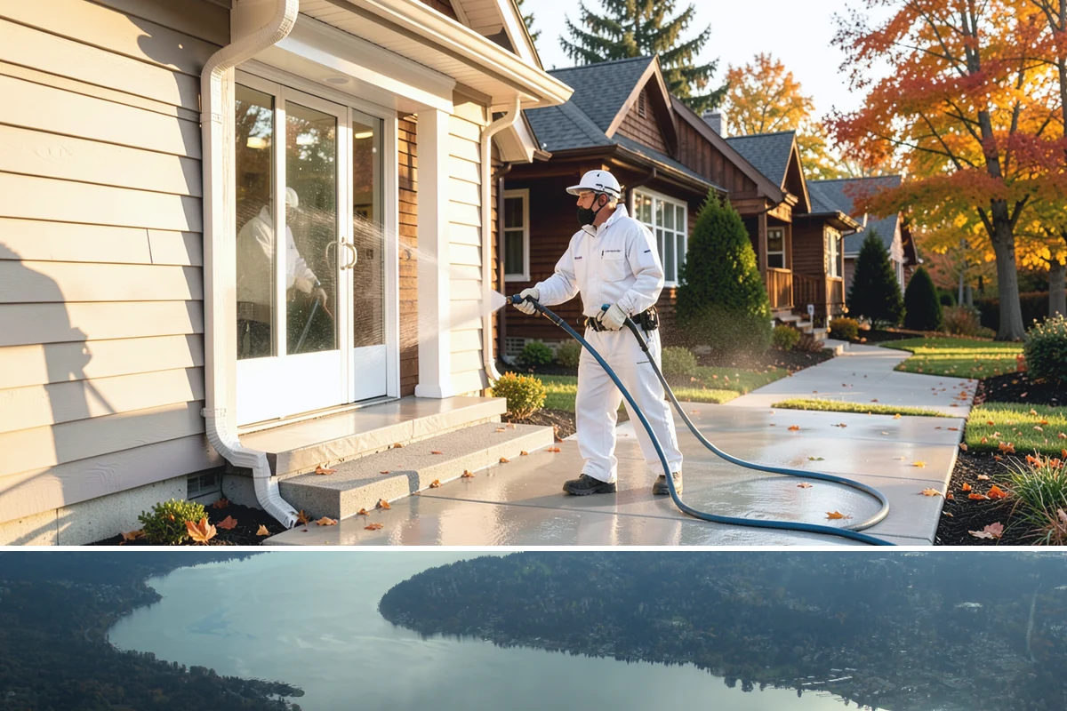 Concrete Cleaning in Sammamish, King County, WA - Late spring through early fall gives the surface enough dry time to fully cure between rain events, making it the ideal window in...