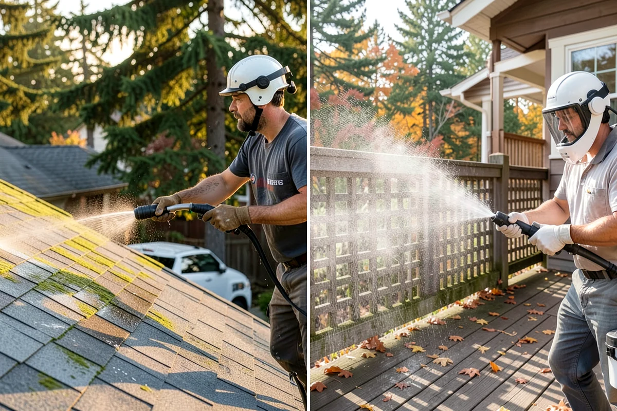 Concrete Cleaning in SeaTac, King County, WA - Sweep and clear the slab of needles, debris, and loose organics