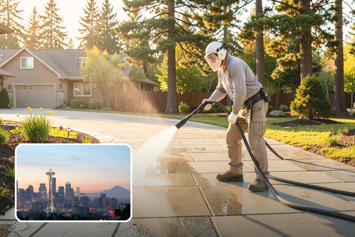 Concrete Cleaning in Seattle, King County, WA - Eliminates the slick moss layer that makes walkways hazardous in wet months