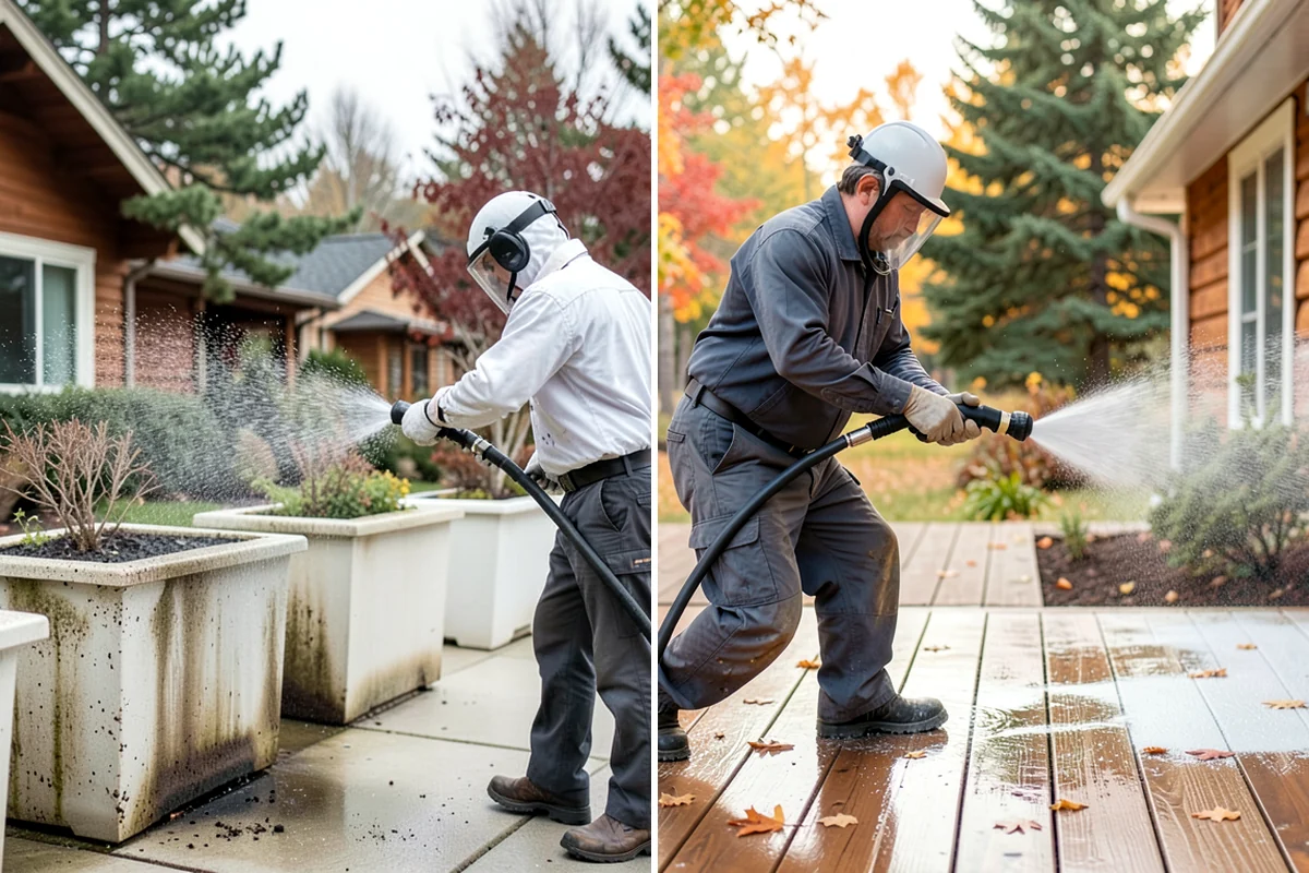 Concrete Cleaning in Shoreline, King County, WA - Sweep and clear the slab of needles, debris, and loose organics