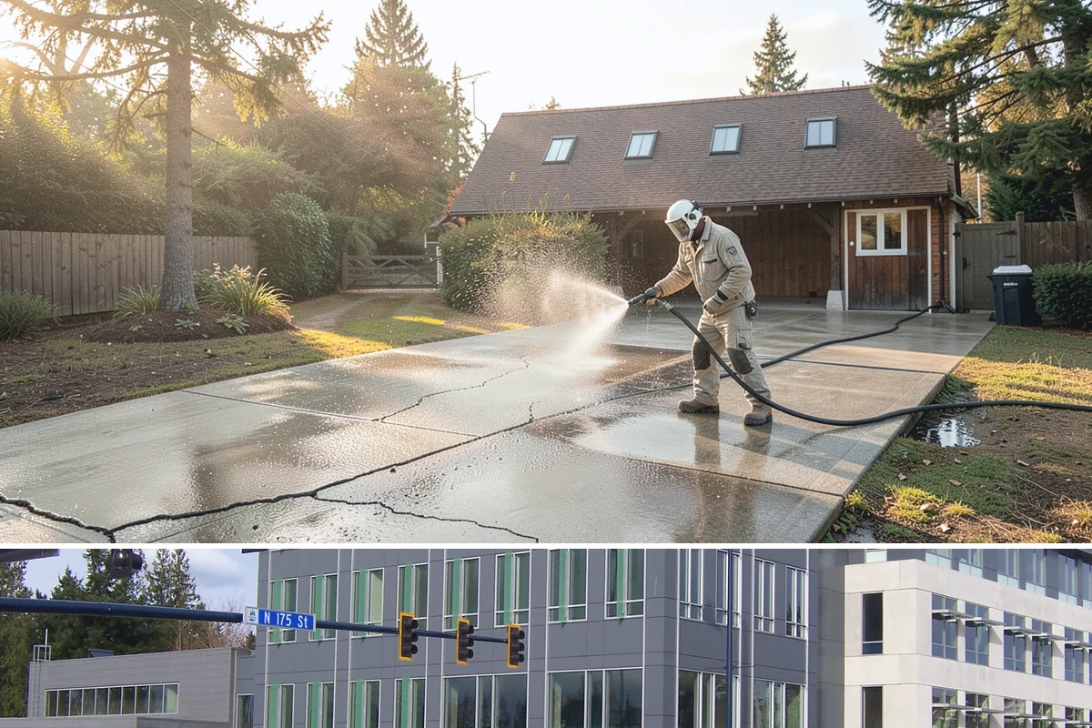 Concrete Cleaning in Shoreline, King County, WA - Late spring through early fall gives the surface enough dry time to fully cure between rain events, making it the ideal window in...