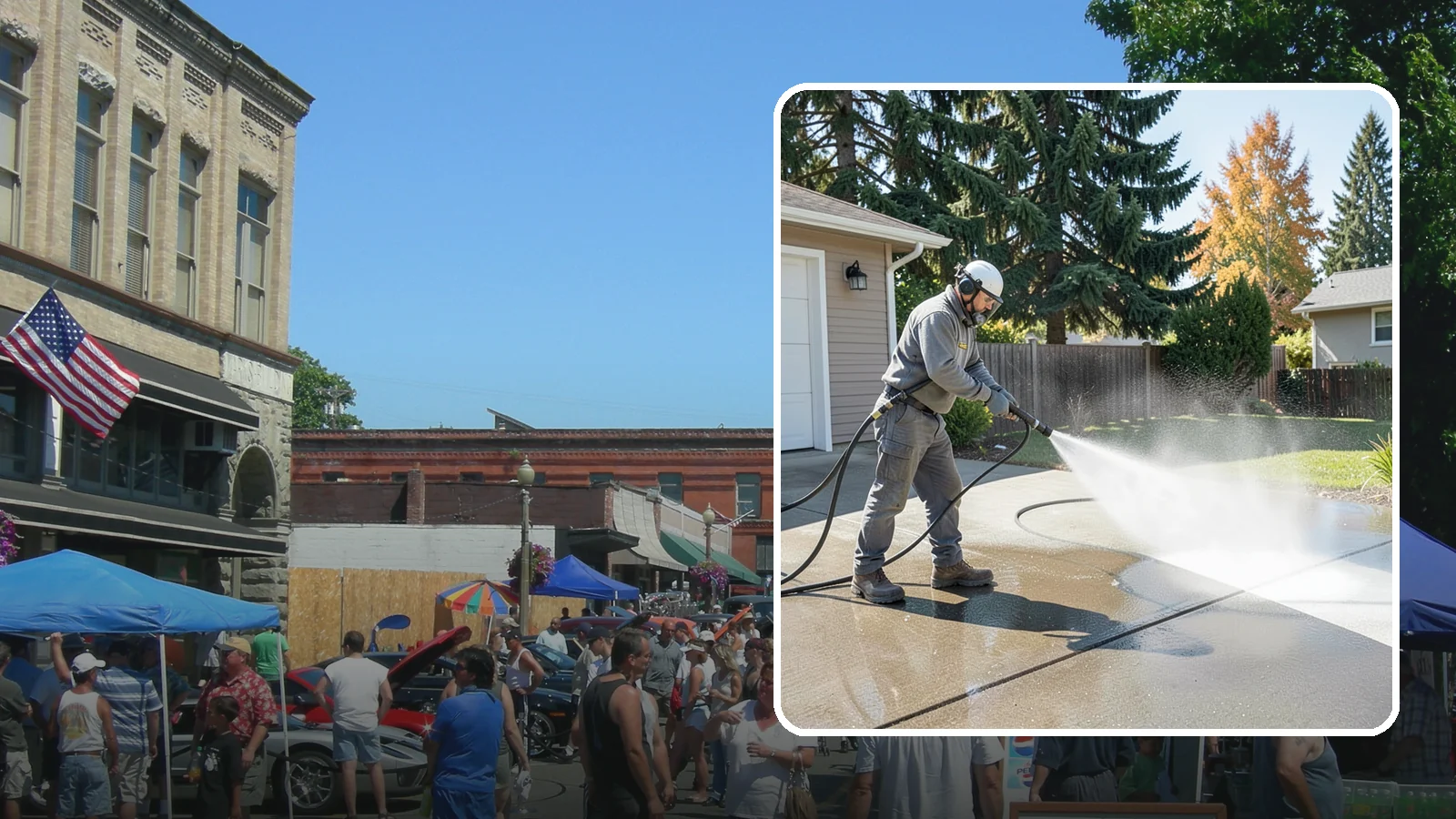 Concrete Cleaning in Snohomish, Snohomish County, WA - Restore dull, moss-shaded concrete around your Washington home to an even, clean finish with surface-cleaner pressure washing.