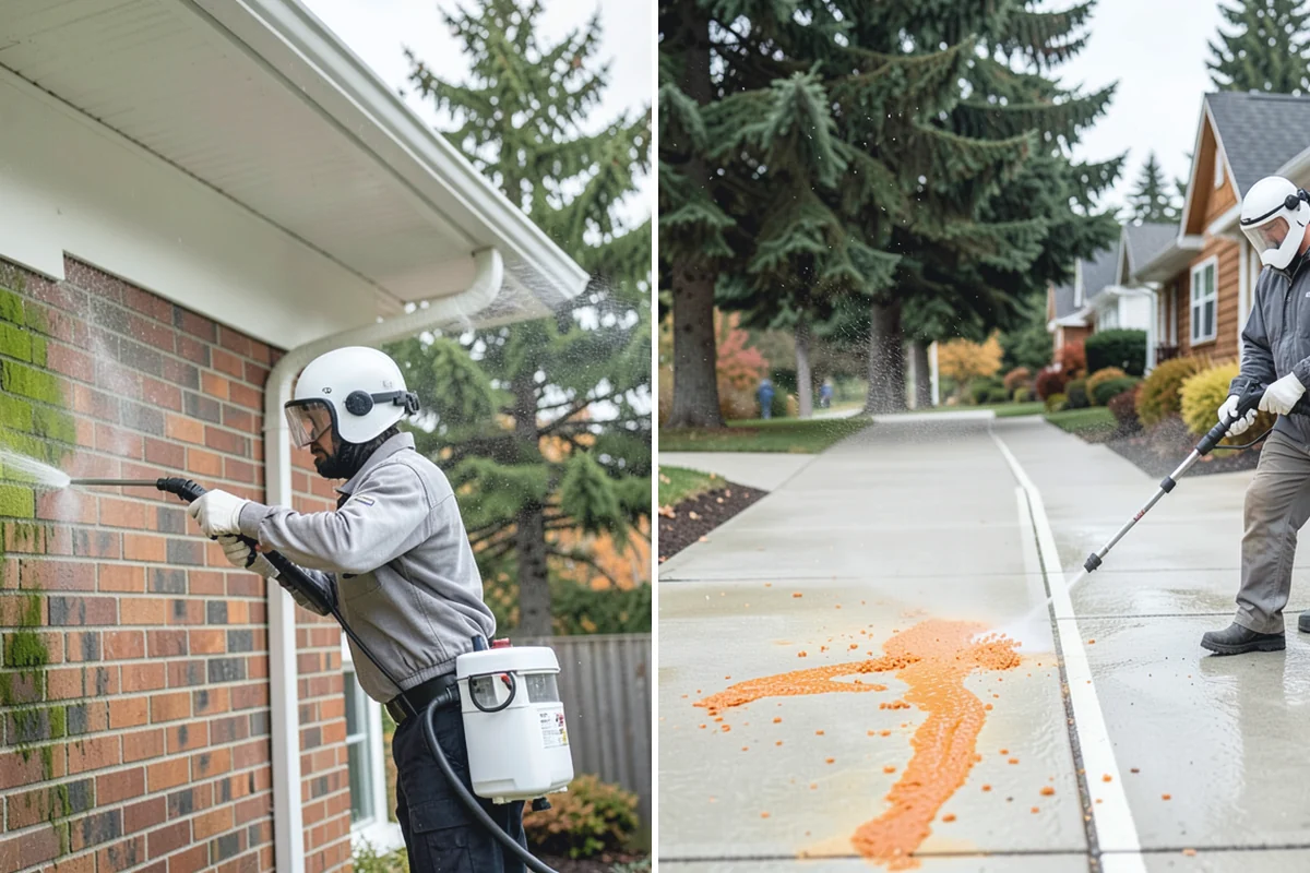 Concrete Cleaning in South Prairie, Pierce County, WA - Sweep and clear the slab of needles, debris, and loose organics