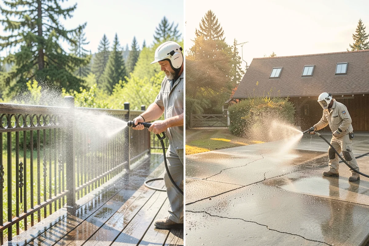 Concrete Cleaning in Stanwood, Snohomish County, WA - Sweep and clear the slab of needles, debris, and loose organics
