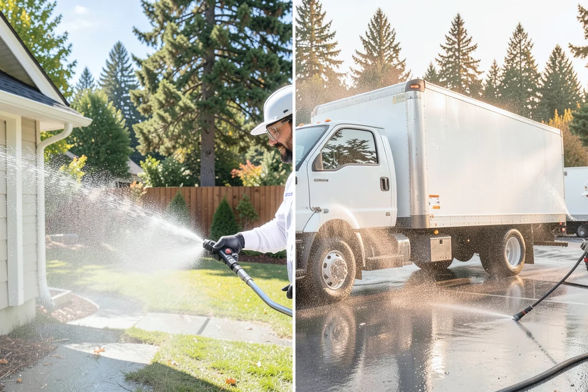Concrete Cleaning in Sumner, Pierce County, WA - Sweep and clear the slab of needles, debris, and loose organics