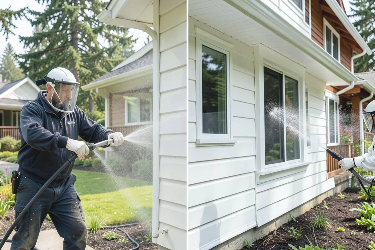 Concrete Cleaning in Woodinville, King County, WA - Sweep and clear the slab of needles, debris, and loose organics