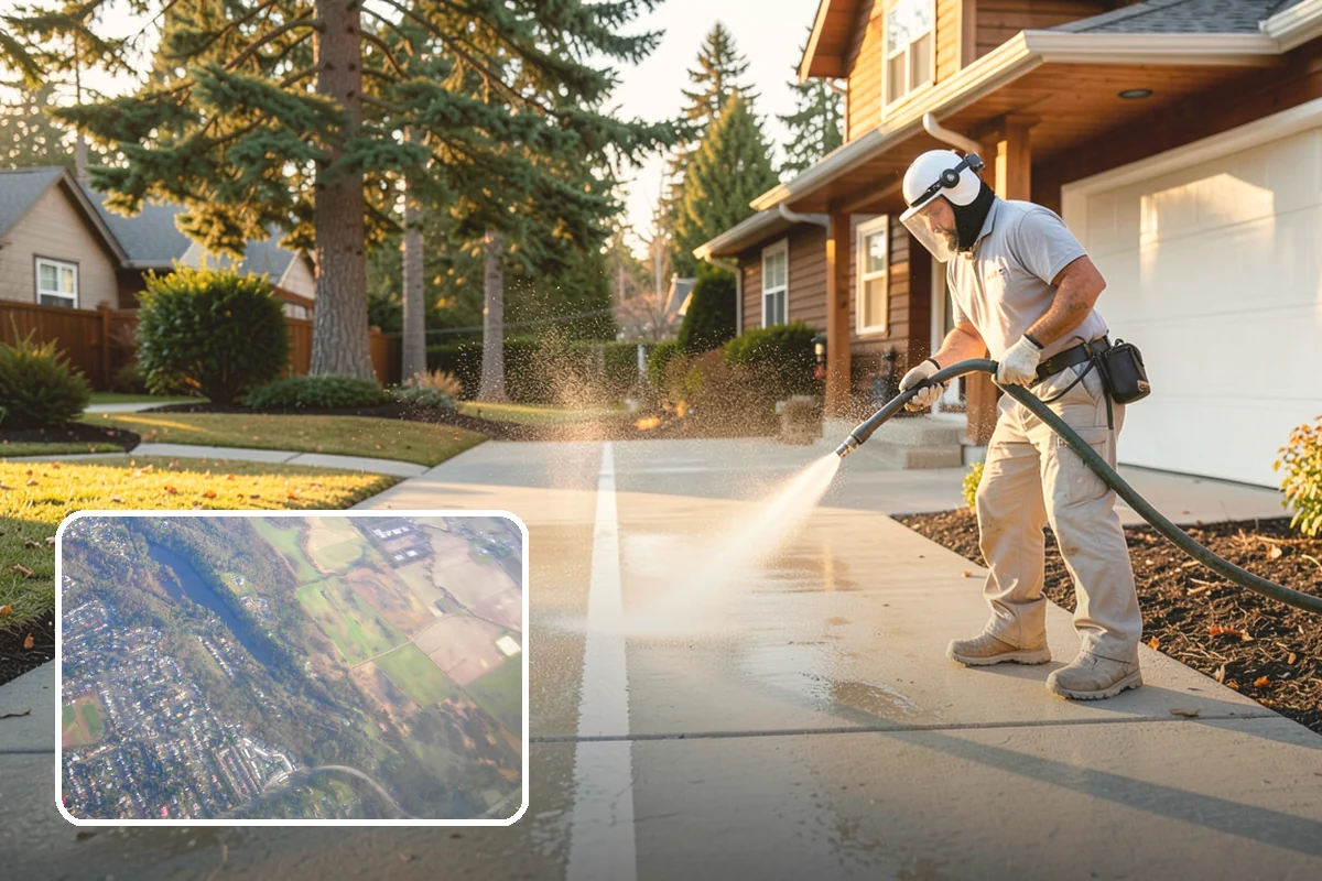 Concrete Driveway Cleaning in Algona, King County, WA - Draws ingrained dirt out of porous concrete pores