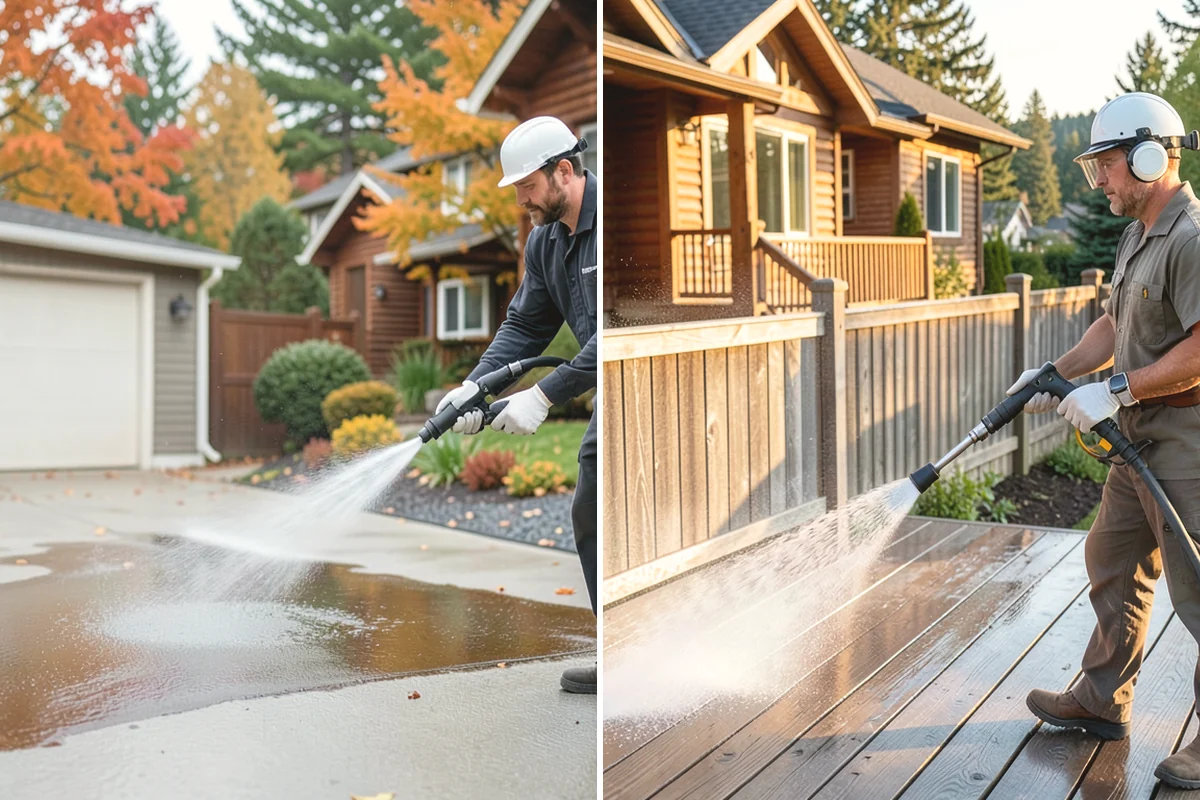 Concrete Driveway Cleaning in Anacortes, Skagit County, WA - Clear the surface and spot-treat stains and growth
